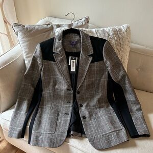 NYDJ Women's Plaid Blazer with Black Panels